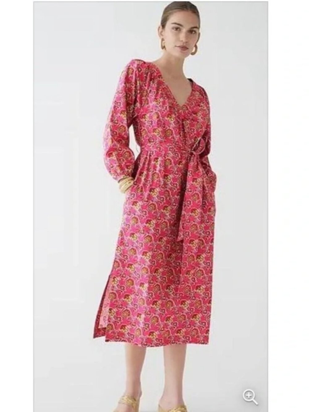 J.Crew Collection Tie waist cotton poplin dress in Ratti reg pink-BR460-NWT